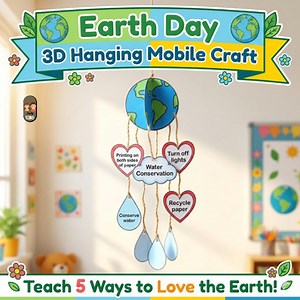 Earth Day 3D Hanging Mobile Craft | Reduce Reuse Recycle Activity K–2