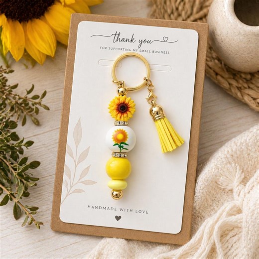 Sunflower Keychain With Tassel - Etsy