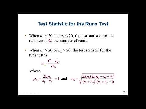 Non-parametric Tests --The Runs Test: Use the runs test to determine whether a data set is random
