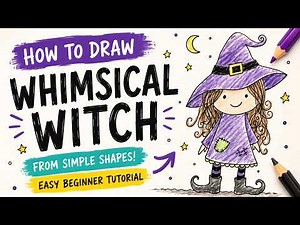 Draw a Whimsical Witch from Simple Shapes (Easy Beginner Tutorial)