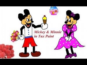 Learn to draw Mickey and Minnie Mouse in Tux Paint - Easy Tux Paint Tutorial