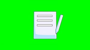 Download green screen animation icon, take notes on note paper, cartoon, flat color white for free