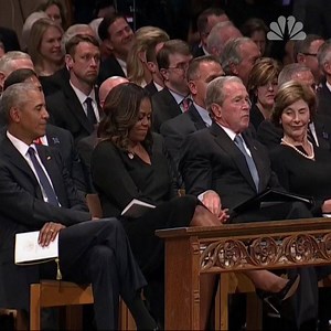 227K views · 2.7K reactions | Former President George W Bush passes Michelle Obama a candy during a memorial service for late Sen. John McCain. | NBC News | Facebook
