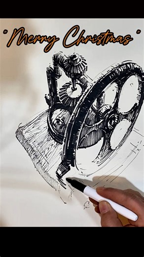 Rockseo Family on Instagram: ""Merry Christmas" #Concept Art #maker drawing #Art #illustration #Manual coffee drill #reindeer #손그림 #투시 #어안렌즈 #스케치"