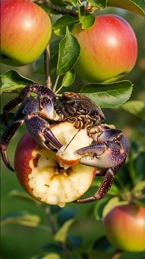 World’s Strongest Crab Climbing an Apple Tree 🍎 #4kwildlife