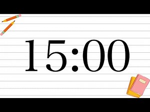 15 Minute Fun School Notebook Classroom Timer (No Music, Piano Alarm at End)