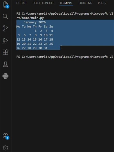 Make a calendar #shorts #python #viral