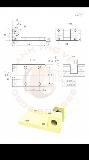 Đọc bản vẽ bài tập 3d số 4 #khoahocsolidworks | Học Cơ Khí Online