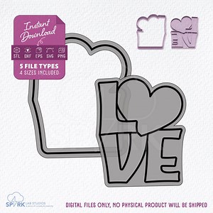 Valentine's Day Cookie Cutter and Stamp Set - Love Design - STL File for 3D Printing - Etsy Canada