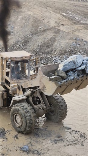 Massive Rock Loading in Mountains | Caterpillar 966D Loader on Dump Trucks | Heavy Machinery Work