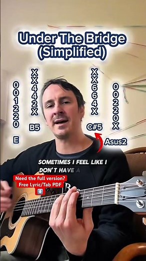 “Under the bridge” guitar chords
