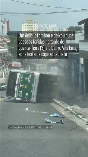 Ônibus tomba e deixa dois feridos em São Paulo