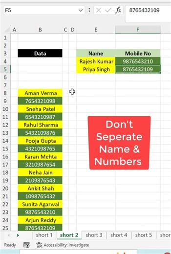 Excel Trick to seperate text & number in seconds💪