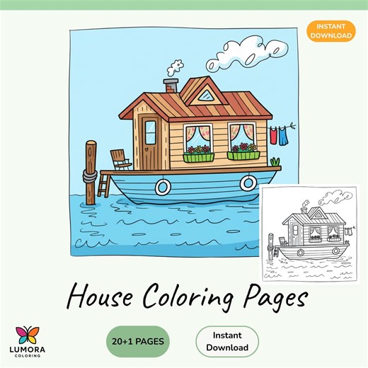 House Coloring Pages Adults - World Architecture Printable PDF Fantasy Cottage Treehouse Instant Download - Etsy