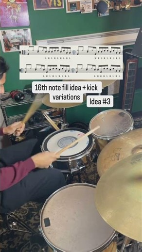 Drums - 16th note fill idea + kick variations #drums