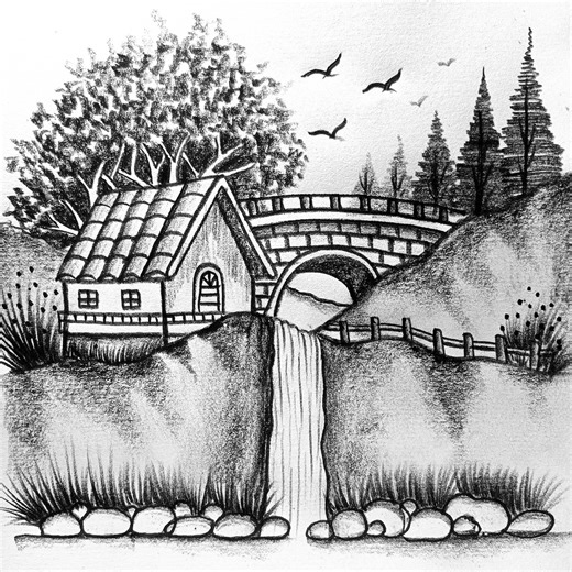 334K views · 3.4K reactions | Marvellous waterfall sketching | Md. Takbir Hossain | Facebook