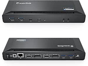 WAVLINK 4K Universal USB C Docking Station Dual Monitors, Displaylink Dock, 100W PD Charging for MacBook M1/M2, Thunderbolt 4/3, USB-C Windows Mac, 2 DisplayPort & 2 HDMI, Ethernet, Audio