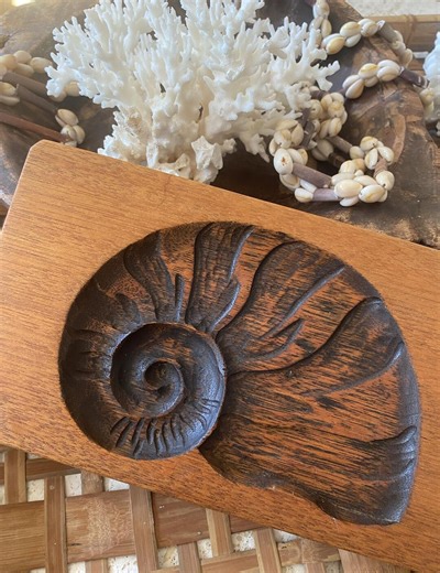 Vintage Carved Wood Nautilus Shell Wall Art Coastal Relief Panel - Etsy