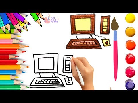 How To Draw cute Computer Drawing, Painting & Coloring For Kids and Toddlers_ Child Art 🐋🌈🎨