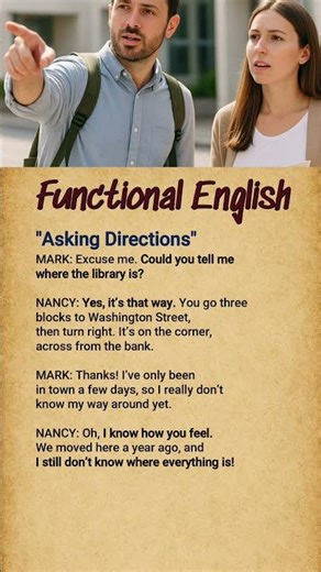 Asking Directions | Functional English | English in Daily Situations | #functionalenglish #shorts