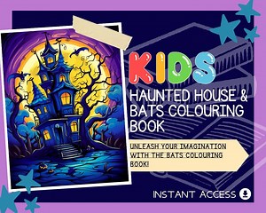 Bats Colouring Book | 13 Haunted House Bats Themed Graphic Pages | Kids & Adults Art Books | Printable Drawing Colour Sheets for All Ages | - Etsy Canada