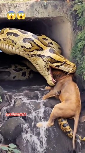 giant snake eats lion 😱😱#funny #hewanbesar #funnyanimals#animals#funnyvideo