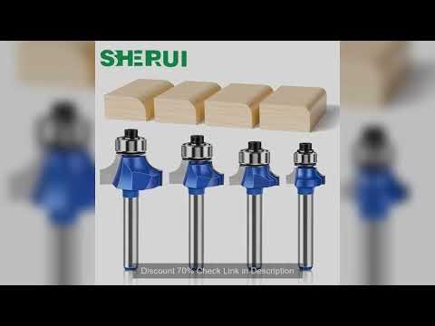 1/4 Inch Shank 6mm Shank Blue Roundover Router Bit Set Carbide Wood Router Bits for Woodworking