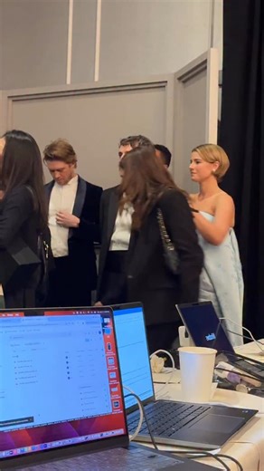 Paul Mescal and Jessie Buckley hug backstage in the Golden Globes Winners Room after ‘Hamnet’ took home the final award of the night for ‘Best Motion Picture — Drama’ | Vanity Fair