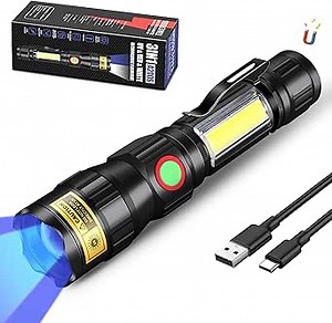 DARKBEAM 365nm UV Flashlight Black Light LED, 3-in-1 Ultraviolet Flashlight USB -C Rechargeable Woods Lamp Mini, Blacklight Flash Light Powerful Focusable for Pet Urine & Rock Detection, Curing Resin