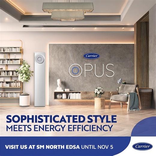 Let this masterclass in cooling turn your home into a masterpiece in design. #BeAirConfident with the Carrier Opus, instantly cooling at only P6.40/hr - in style. See us at SM North EDSA until Nov 5! 👋 | Carrier Philippines