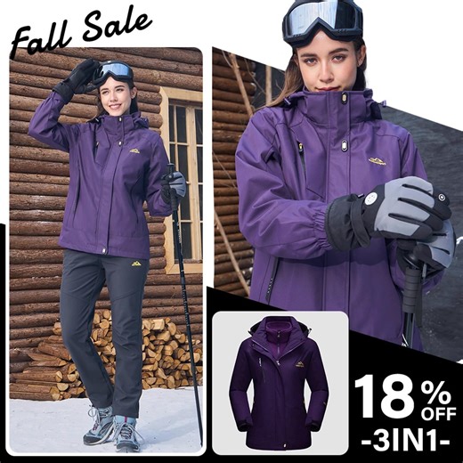 🔥 3-in-1 Women’s Jacket ✅ Detachable fleece waterproof shell ✅ Wear it 3 ways—one jacket, all seasons | Magcomsen