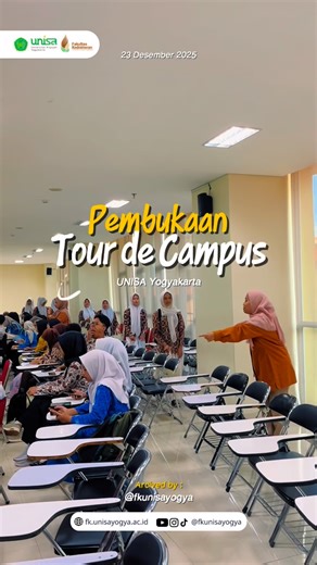 Fakultas Kedokteran UNISA Yogya on Instagram: "Gini rasanya sehari jadi mahasiswa UNISA Yogyakarta 🎓 Di Tour de Campus UNISA 2025, para siswa SMA/SMK/MA diajak masuk langsung ke dunia perkuliahan, lihat kelas, kenal fakultas, eksplor fasilitas, sampai ngerasain vibes belajar di kampus. Buat kamu yang lagi mikir masa depan dari sekarang, Gelombang Khusus FK UNISA Yogyakarta masih dibuka sampai 15 Januari 2026. #TourDeCampus #UNISAYogyakarta #FKUNISA #ReelsKampus #CalonMahasiswa MasukKedokteran"