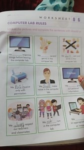 DATEWORKSHEET 06COMPUTER LAB RULESLook at the pictures and c... | Filo
