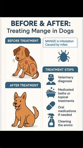BEFORE & AFTER: Treating Mange in Dogs🐶 #dog #cat #veterinarian #vet #education #vetclinic #vetcare