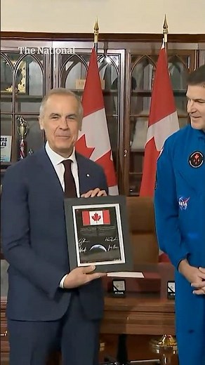 Artemis II crew gives Carney flag that went around the moon 🇨🇦