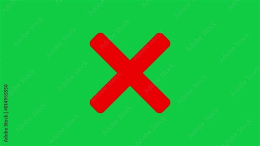 Red cross symbol. Wrong sign red cross icon. Animation on wrong cross green screen background. Stock Video