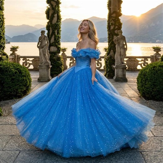 Blue Ball Gown Wedding Dress off Shoulder Sequin Bridal Gown Princess Bride Dress Long Train - Etsy