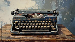 An old typewriter sits on a wooden table, ready to tell a new story