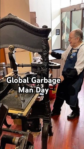 Howard letterpress prints a garbage truck for Global Garbage Man Day (June 17)