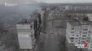 145K views · 1.4K reactions | Drone video released on Thursday showed a row of smouldering high-rise apartment buildings northwest of Kyiv after the small town of Borodyanka was hit by Russian airstrikes and artillery shelling. Also see: https://globalnews.ca/news/8658032/ukraine-russia-nuclear-plant-fire/ | Global News | Facebook