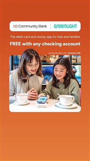 Get a free Greenlight subscription with any of our checking accounts. Open yours today to take advantage of our partnership. | Community Bank, N.A.