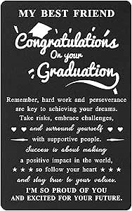 BAZLJY Friend Graduation Card - Metal Engraved Graduation Gift for High School & College Friends