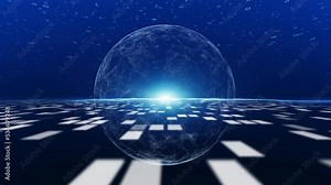 Digital binary code numbers with 3d sphere motion.