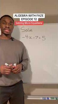 Ep.12- solving more two-step equations involving negative terms #maths #algebra #algebrawithfaze