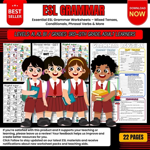 Essential ESL Grammar Worksheets – Mixed Tenses, Conditionals, Phrasal Verbs & More Back to School Activities for Kids Classroom - Etsy