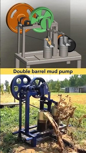 Double barrel mud pump - Working 3D Animation ✅ #cad #cam #mechanical #mechanism #3danimation