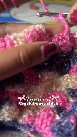 itsdreamyloops🧶🎀 on Instagram: "Crystal Wave Stitch 🎀 Working on this beautiful texture ✨ Wait for the final look 👀 Follow for more crochet tutorials 🧶💖 . #dreamyloops #crochet #tutorial #crochet #smallbusinessindia"