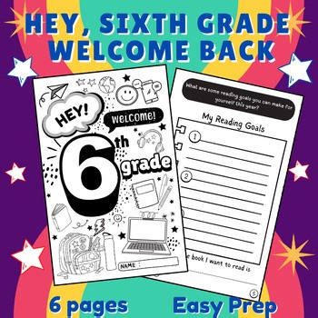 Hey! 6th Grade Back to School Mini Book Goal Setting Kindness