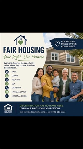 🏡 HOMEOWNERSHIP SHOULD BE FAIR, PERIOD!Imagine being ready to buy a home...but being treated differently because of who you are. #HomeownershipForAll #1stTimeHomeBuyer #FairHousing #EqualHousing #EqualHousingOpportunity