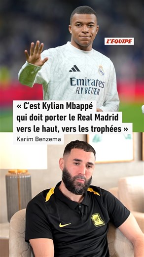 Dans un entretien pour l'Équipe, Karim Benzema revient sur l'équipe du Real Madrid et salue le rôle central de Kylian Mbappé. Pour lui, l’attaquant français est devenu le véritable meneur, celui qui guide son équipe vers les trophées. ➡️ L'entretien à retrouver vendredi dans L'Équipe de Greg et sur le site L'Équipe | L'EQUIPE